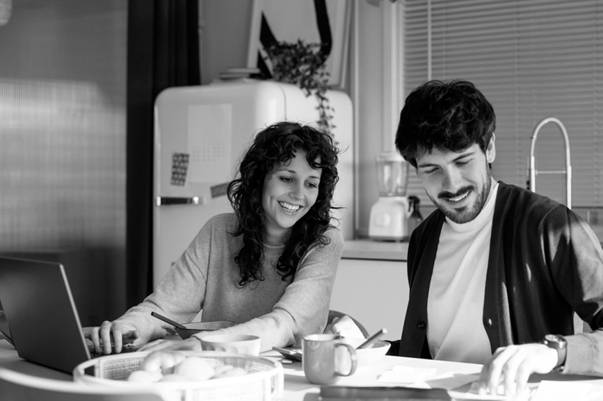 couple working at a desk